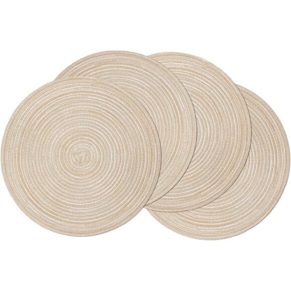 Round Braided Placemats Set of 4 Round Table Mats for Dining Tables 15 inch - Picture 1 of 7